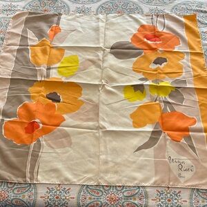 Nina Ricci Silk Orange Yellow Floral Scarf